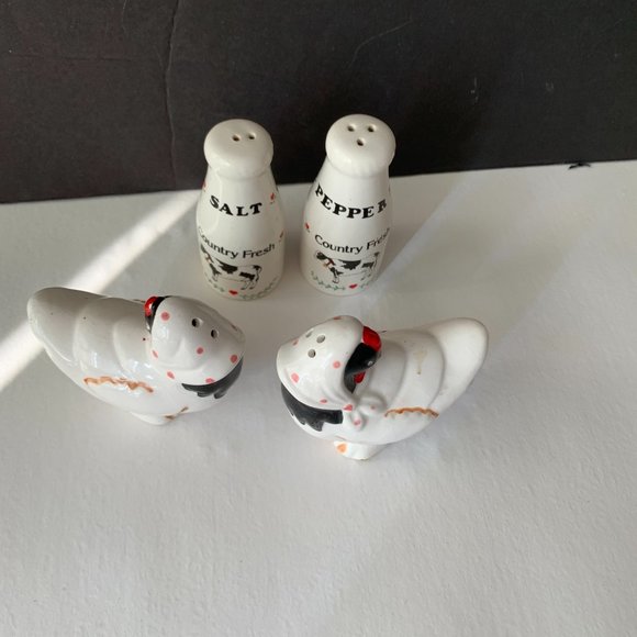 COOKS TOOLS FARM ANIMALS CHICKEN AND MILK BOTTLES SALT AND PEPPER SHAKERS 2 SETS - Picture 2 of 14